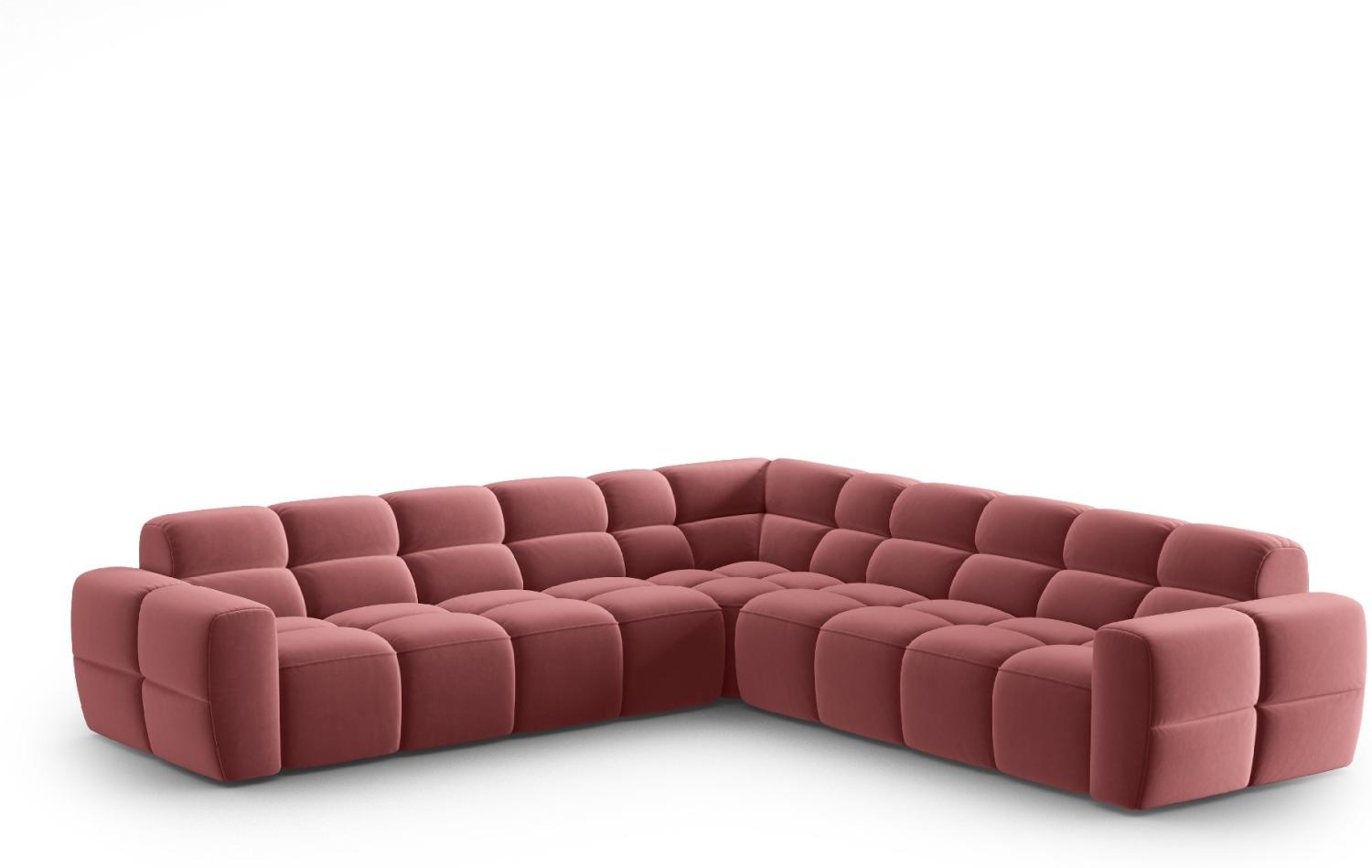 Micadoni Symmetrisches Ecksofa Lisa 5-Sitzer Samtstoff Lachs Bild 1