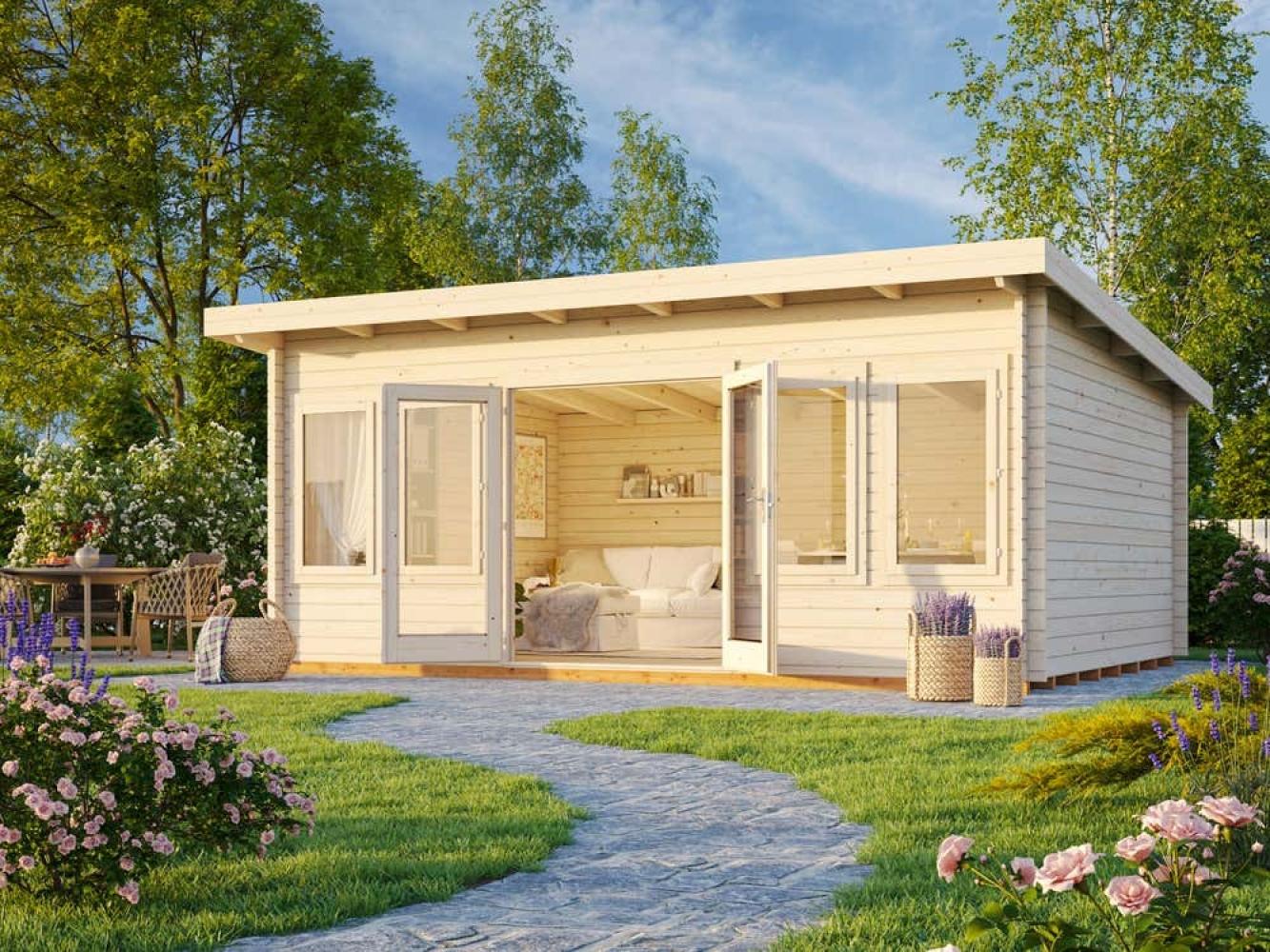 Palmako Gartenhaus Lisa 194 m² Gartenhaus aus Holz Holzhaus mit 44 mm Wandstärke Blockbohlenhaus mit Montagematerial Bild 1