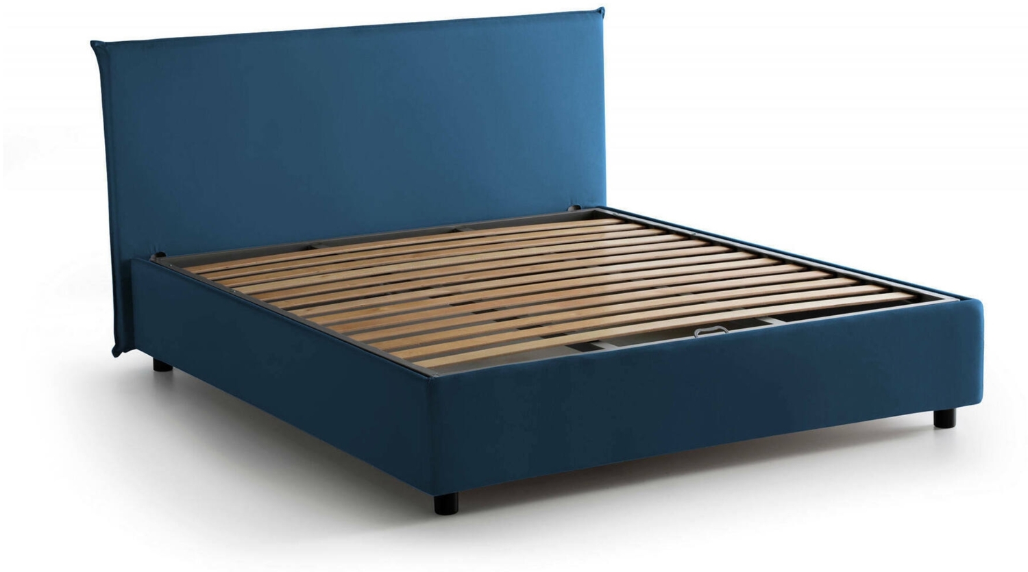 Dmora Doppelbett Alvacus, Bettkasten aus Stoff, Öffnung vorne, geeignet für Matratze 140x200 cm, 100 % Made in Italy, Blau Bild 1