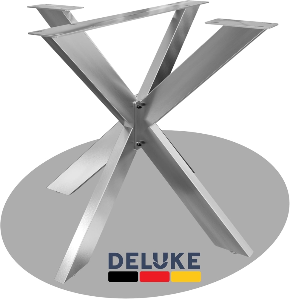 DELUKE® Tischgestell Metall KRYT Edelstahl inkl. Schrauben + Bodenschoner Tischbein Tischkufe Tischgestell für Holztisch Esstisch Schreibtisch Sitzbank 71 x 85 x 85 cm Bild 1