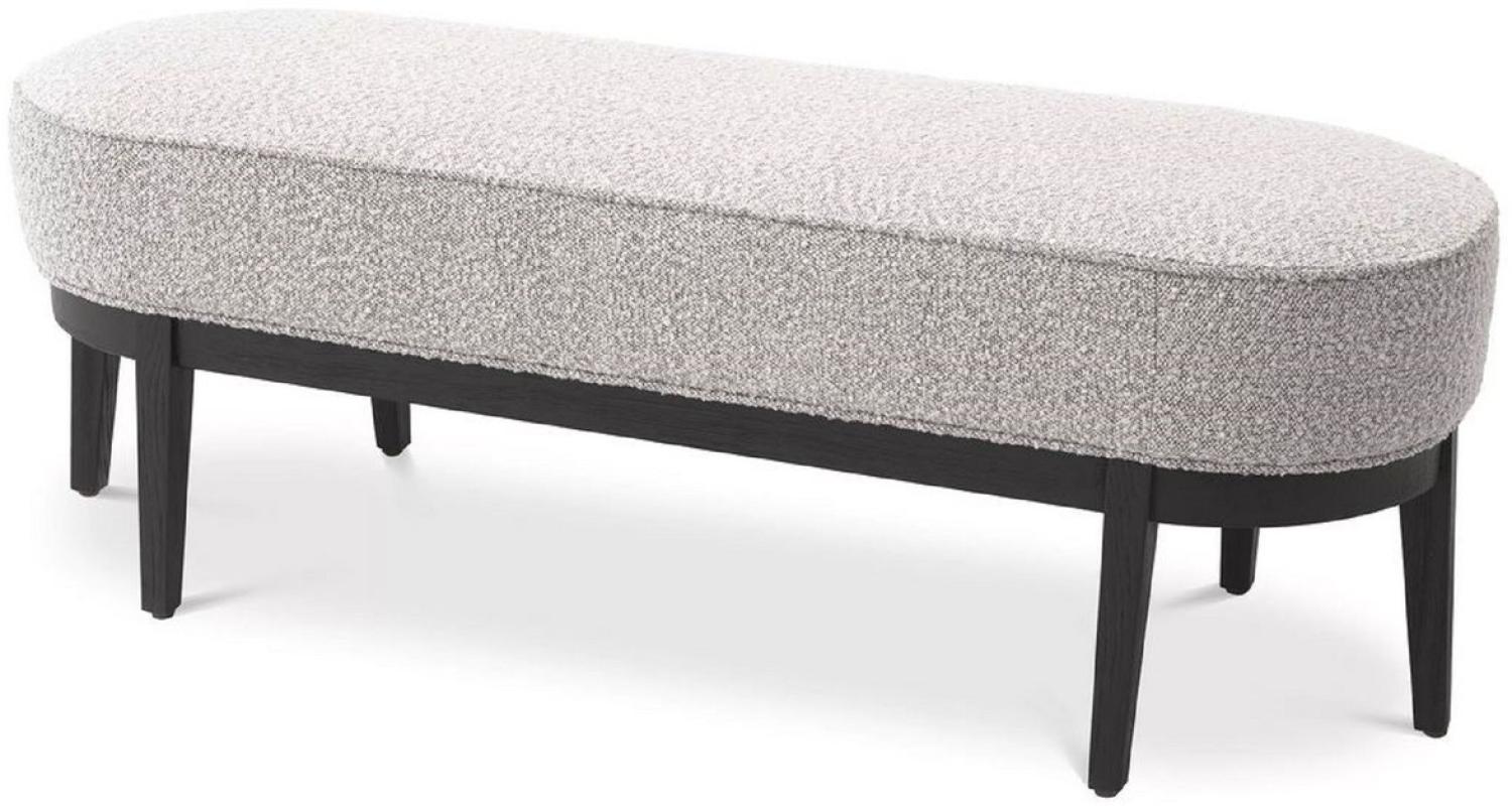 Casa Padrino Luxus Sitzbank Grau / Schwarz 132 x 45 x H. 47 cm - Gepolsterte Wohnzimmer Bank - Wohnzimmer Möbel - Hotel Möbel - Luxus Kollektion Bild 1