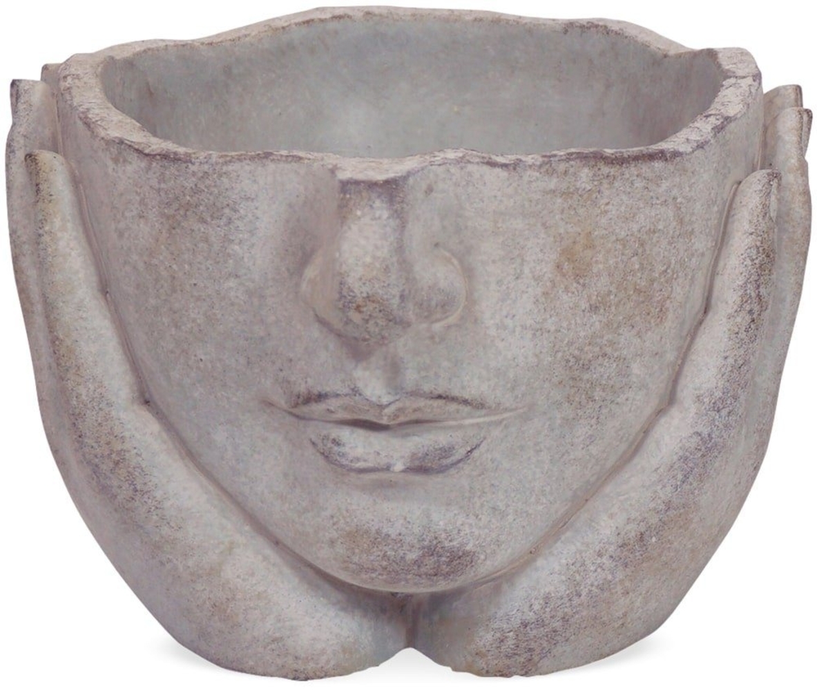 matches21 HOME & HOBBY Blumentopf Pflanzschale Pflanzkopf Hände Zement grau-bronze 16 cm (1 St) Bild 1