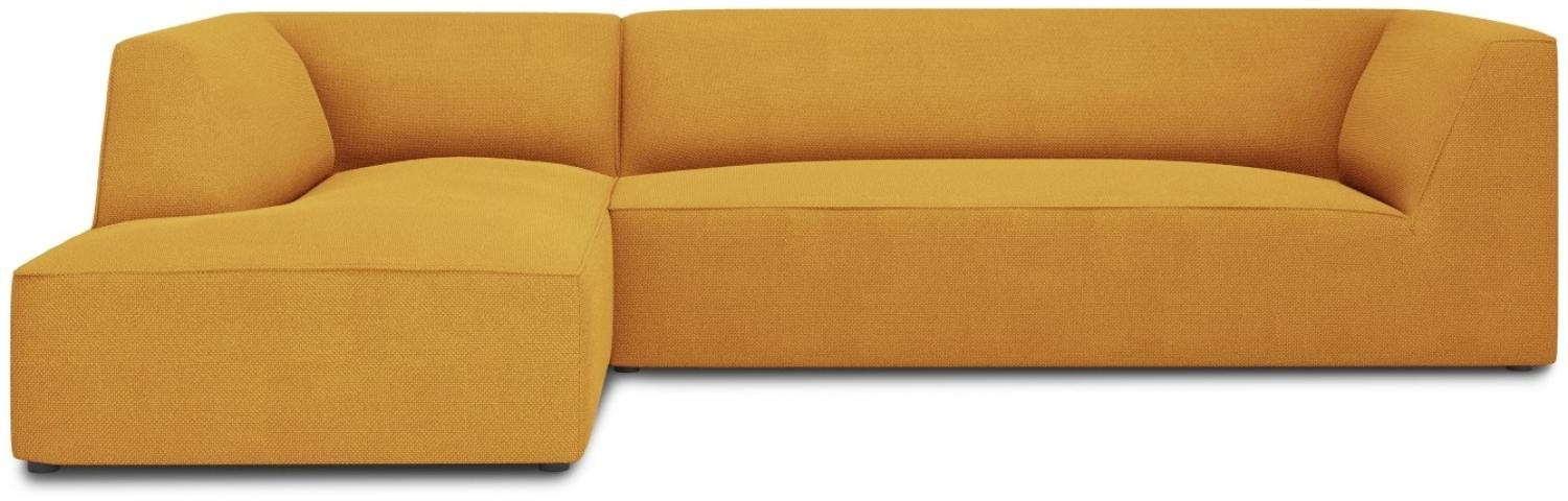 Micadoni 4-Sitzer Modular Ecke links Sofa Ruby | Bezug Yellow | Beinfarbe Black Plastic Bild 1