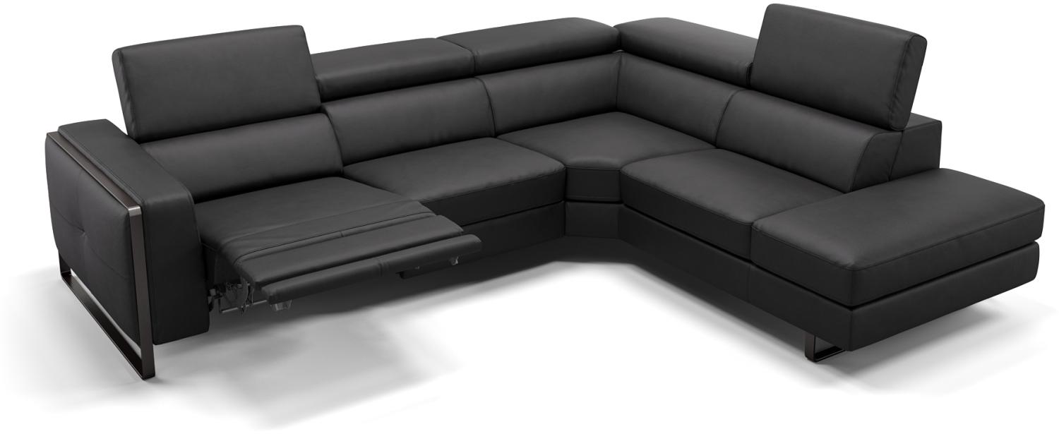 Sofanella Ecksofa MANZANO Funktionscouch Ledersofa Eckgarnitur in Schwarz Bild 1