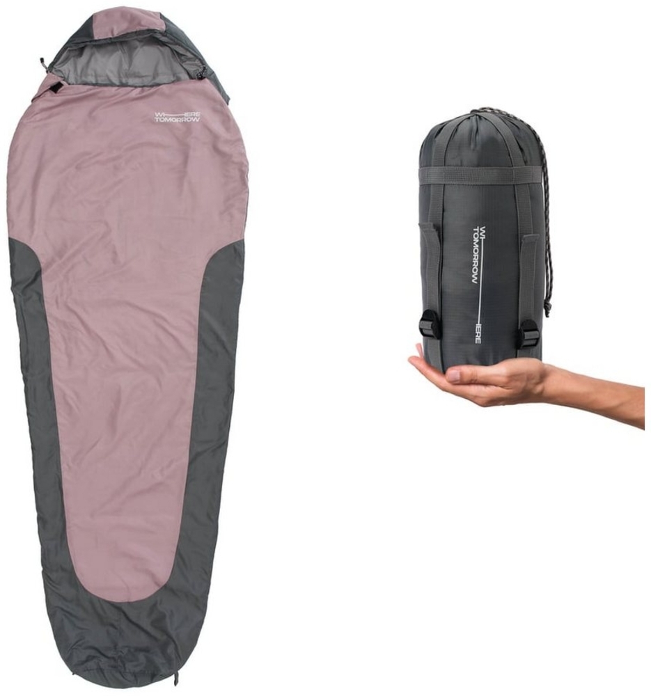 Lumaland Mumienschlafsack Where Tomorrow Camping Schlafsack Small & Light, mit Tasche - 220 x 80 x 50 cm wasserabweisend Konturkapuze Wärmekragen Bild 1