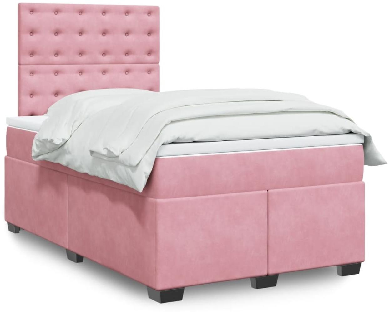 vidaXL Boxspringbett mit Matratze Rosa 120x200 cm Samt 3293199 Bild 1