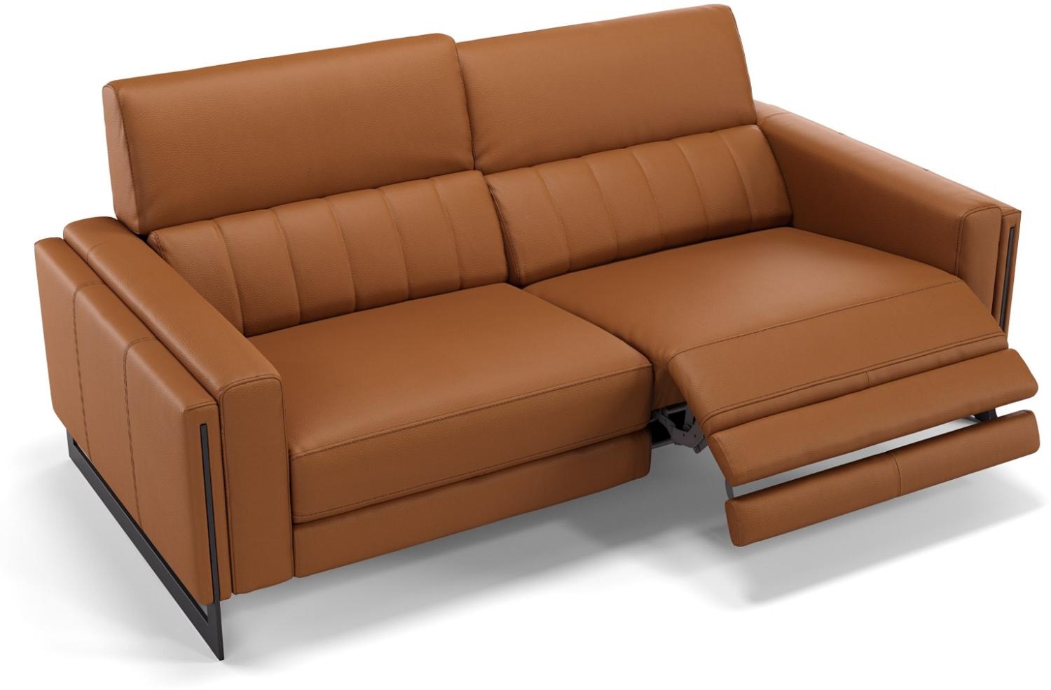 Sofanella 2-Sitzer MARA Ledercouch Relaxsofa Sofa in Cognac Bild 1