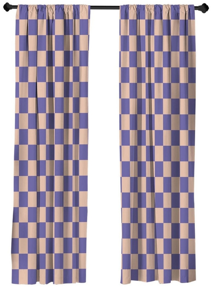 Abakuhaus Gardine Vorhang für Wohnzimmer Schlafzimmer Dekor, Microfaser, Checkers Spiel Rautenmuster im Monochromen Stil Bild 1