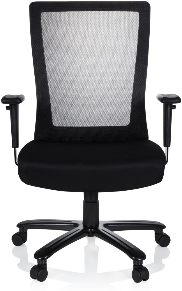 hjh OFFICE 738010 Bürostuhl XXL Extender Stoff Schwarz Drehstuhl bis 180kg belastbar, Netzrücken schwarz Bild 1