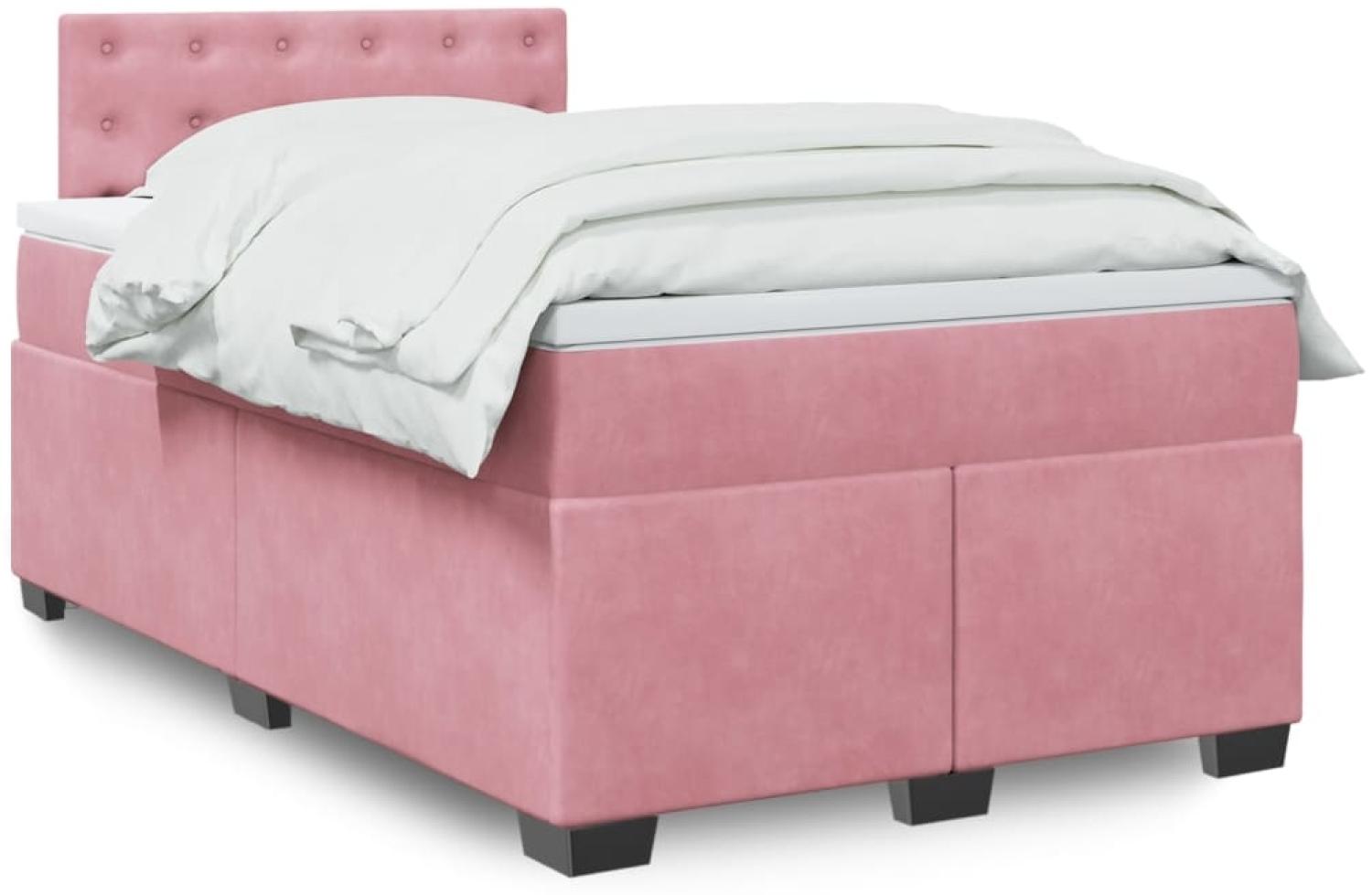 vidaXL Boxspringbett mit Matratze, Samt rosa, 120 x 200 cm Bild 1