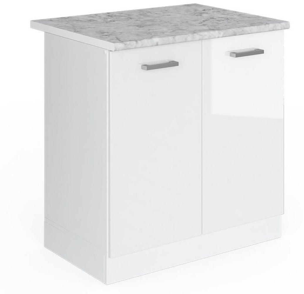 Vicco Küchenschrank R-Line Küchenzeile Hängeschrank Unterschrank Küchenschränke Küchenunterschrank Arbeitsplatte (weiß mit Arbeitsplatte, Spülenunterschrank 80 cm) Bild 1