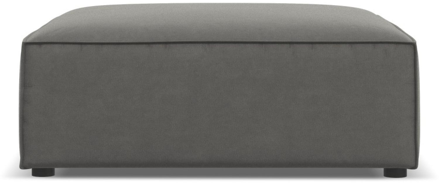 Micadoni Samtstoff Pouf Hocker Jodie | Bezug Light Grey | Beinfarbe Black Plastic Bild 1