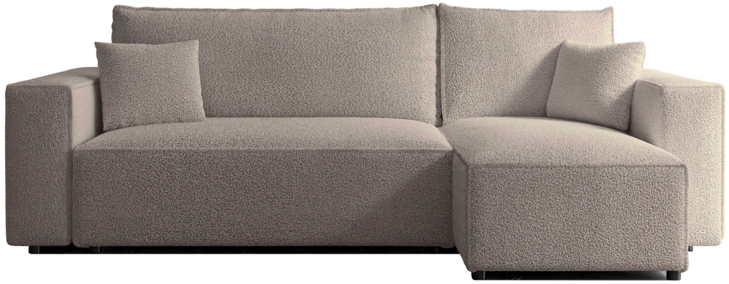 Selsey 'Scarlo' Ecksofa mit Schlaffunktion, Stauraum und Bouclé-Bezug, hellbraun, 83 x 244 x 145 cm Bild 1