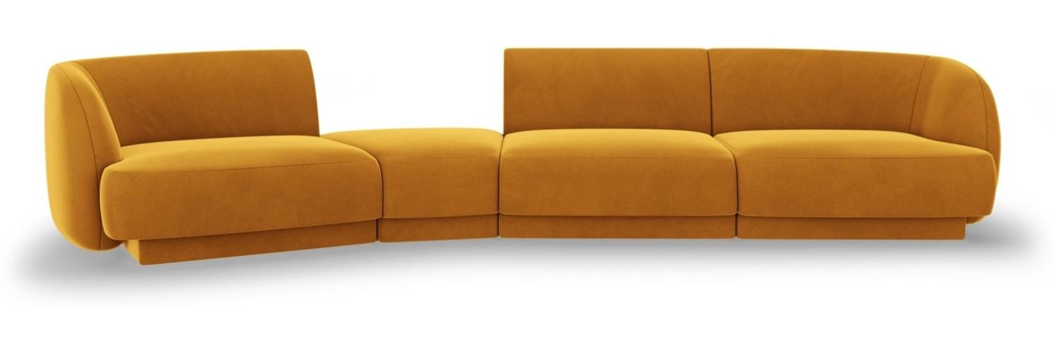 Micadoni Modulares Sofa Miley 4-Sitzer Links Samtstoff Gelb Bild 1