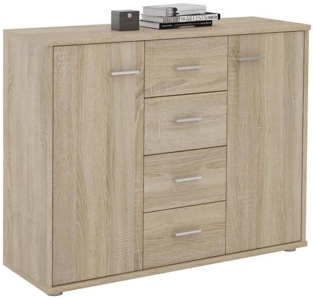 CARO-Möbel Sideboard Jamie Kommode Büromöbel mit 2 Türen und 4 Schubladen in Sonoma Eiche Bild 1