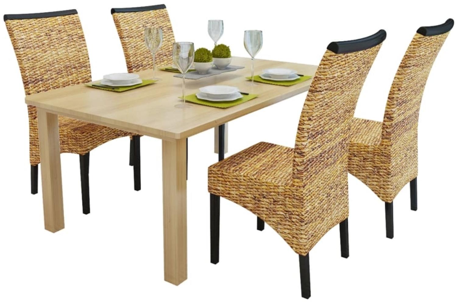 vidaXL Esszimmerstühle 4 Stk. Abaca und Mango Massivholz [274198] Bild 1