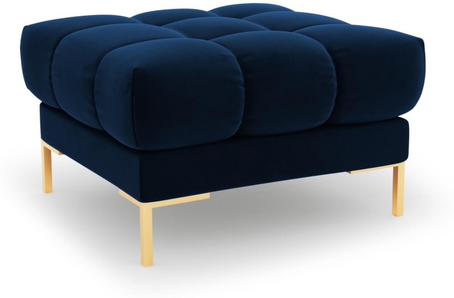 Micadoni Samtstoff Pouf Hocker Mamaia | Bezug Royal Blue | Beinfarbe Gold Metal Bild 1