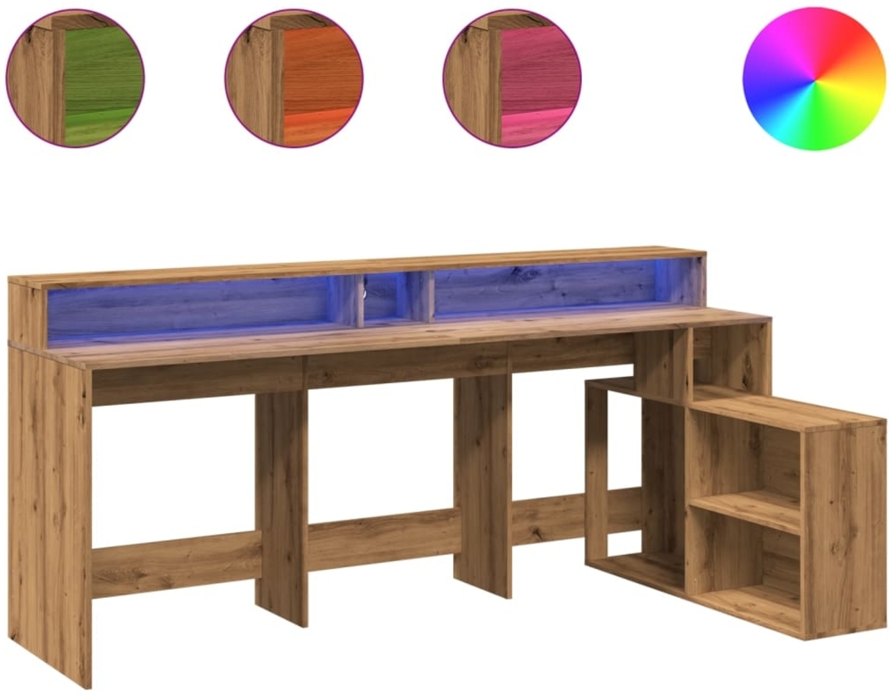 vidaXL LED-Schreibtisch Artisan-Eiche 200x104x91 Holzwerkstoff 3309473 Bild 1
