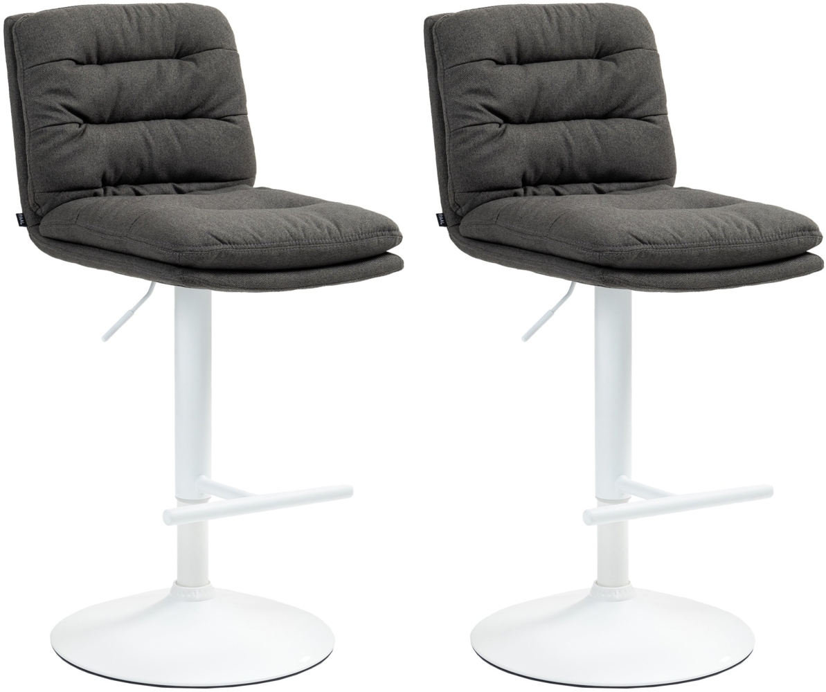 DELUKE® Barhocker 2er Set TURIN - Dunkelgrau, Stoff, Weiß Barhocker mit Lehne Barstuhl Tresenhocker Tresenstuhl Kneipenhocker Kneipenstuhl Bild 1