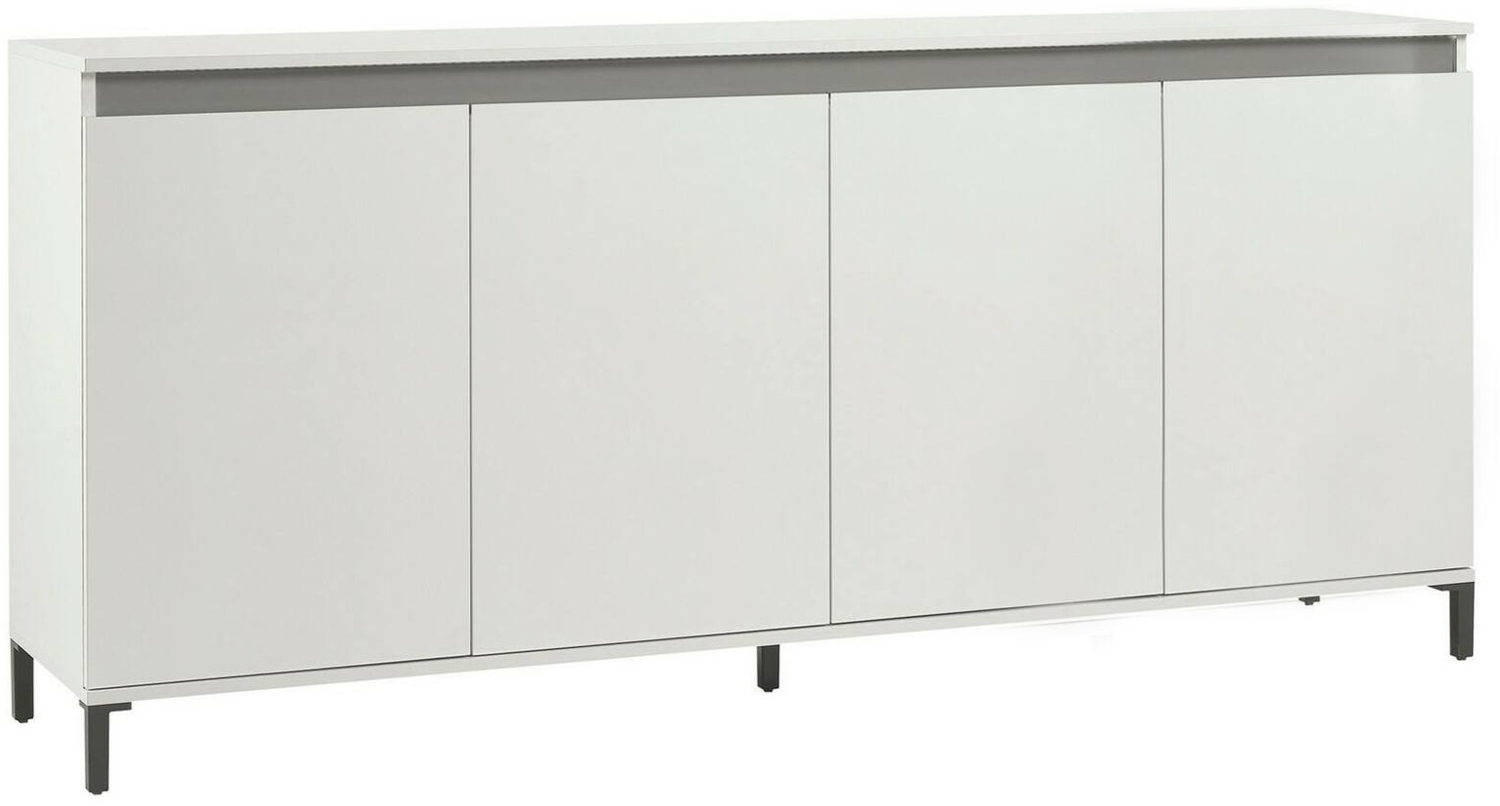 Dmora Kommode Filomena, Wohnzimmerbuffet, Wohnzimmer-Sideboard, Moderne Küchen-Speisekammer, Made in Italy, 184x40h90 cm, Glänzendes Weiß und Anthrazit Bild 1