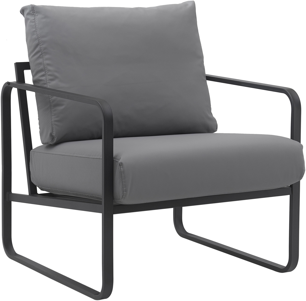 Lounger Sessel JAKART - Kunstleder Grau 70 x 74 x 82 cm | Loungesessel Wohnzimmer Bequem Clubsessel Sessel Hotel Bild 1