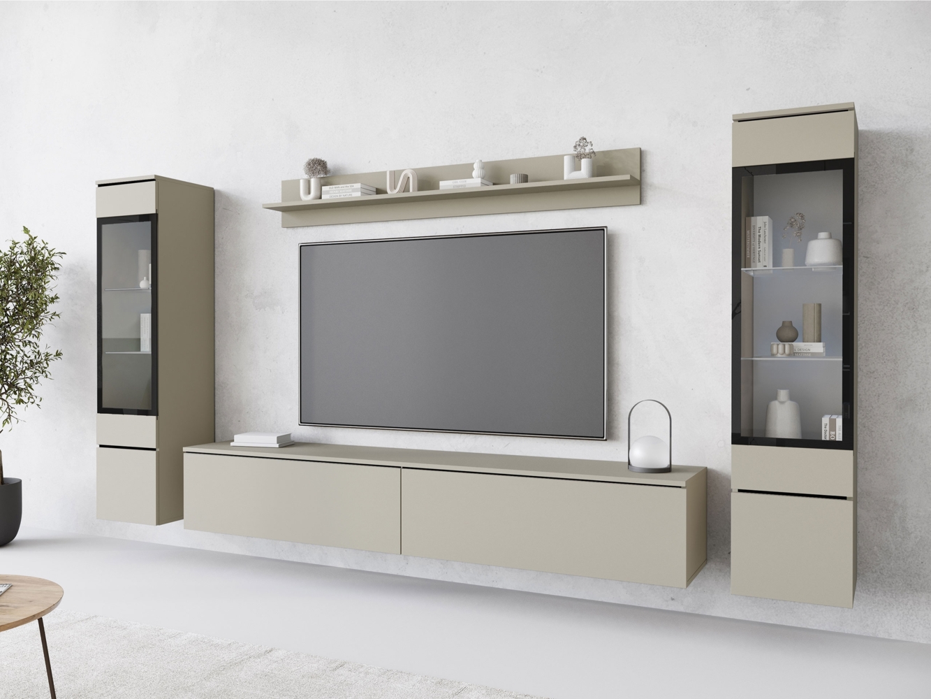 Wohnwand Doppo II, ohne Beleuchtung, Farbe: Palladgrau Bild 1