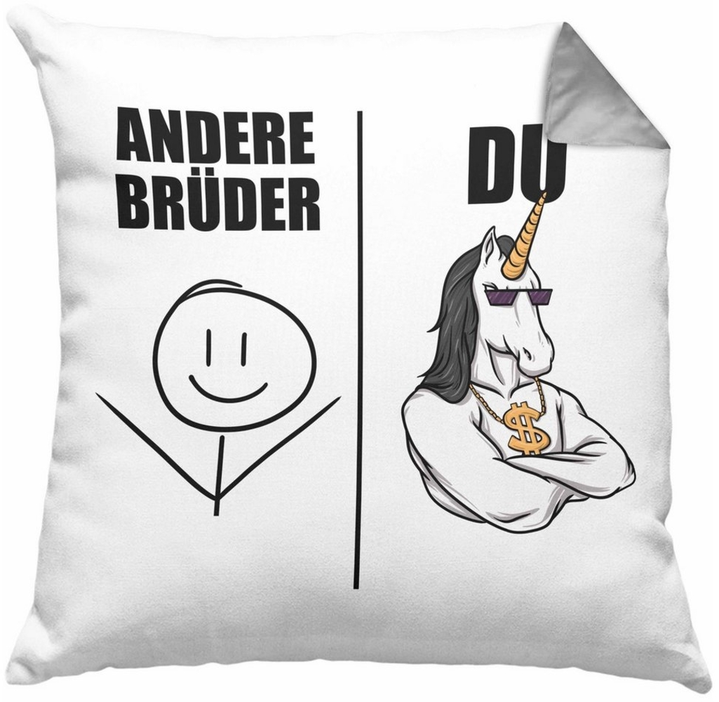 Trendation Dekokissen Bruder Geschenk Kissen mit Füllung 40x40 Spruch Bester Bruder Geschenk Bild 1