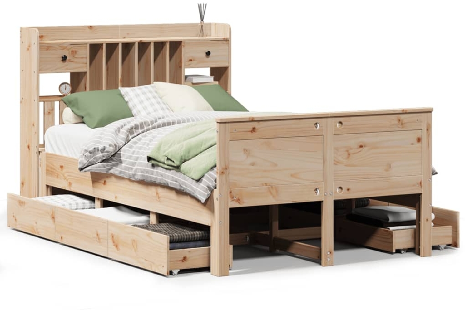 vidaXL Massivholzbett mit Regal ohne Matratze 135x190 cm Kiefernholz 3308936 Bild 1