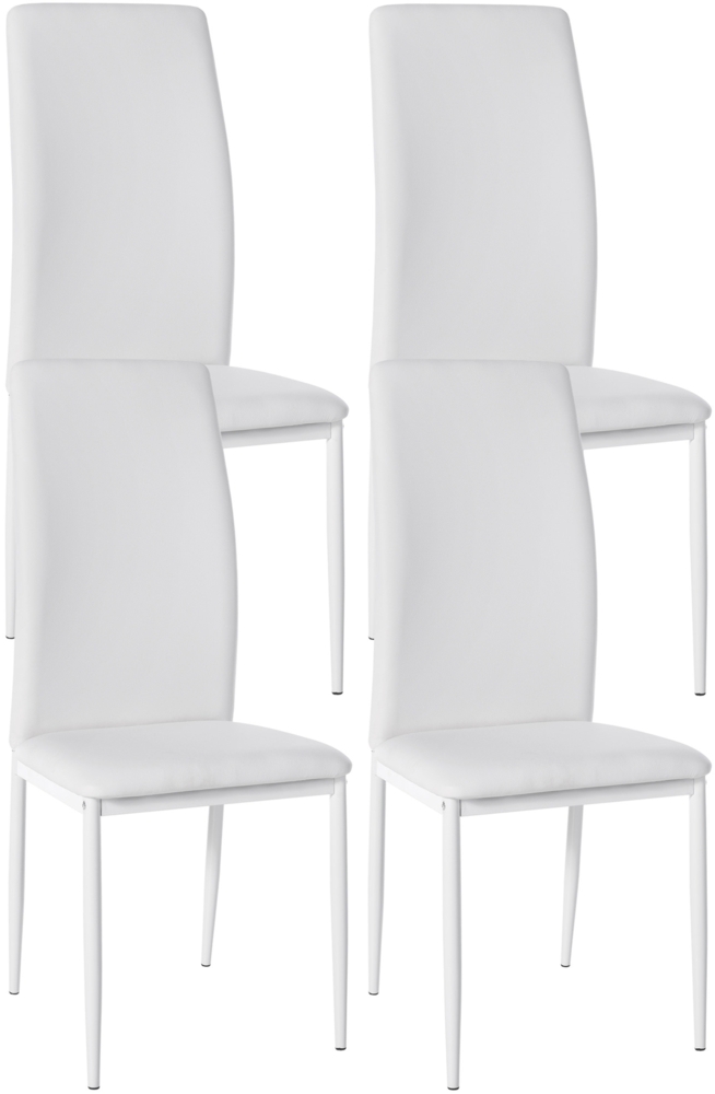 DELUKE® 4er Set Esszimmerstühle SAVINO Kunstleder - 99x41,5x40cm, weiß, Kunstleder Metall Gestell Stühle Esszimmerstühle Stuhl Esszimmer Esstisch Stühle Küchenstuhl Bild 1