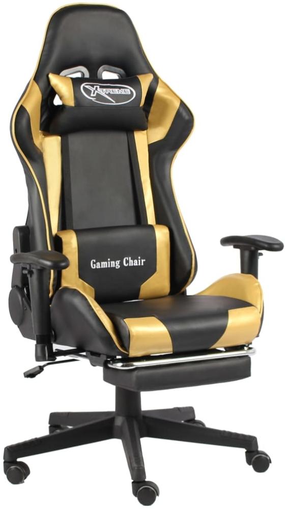 vidaXL Gaming-Stuhl mit Fußstütze Drehbar Golden PVC 20498 Bild 1