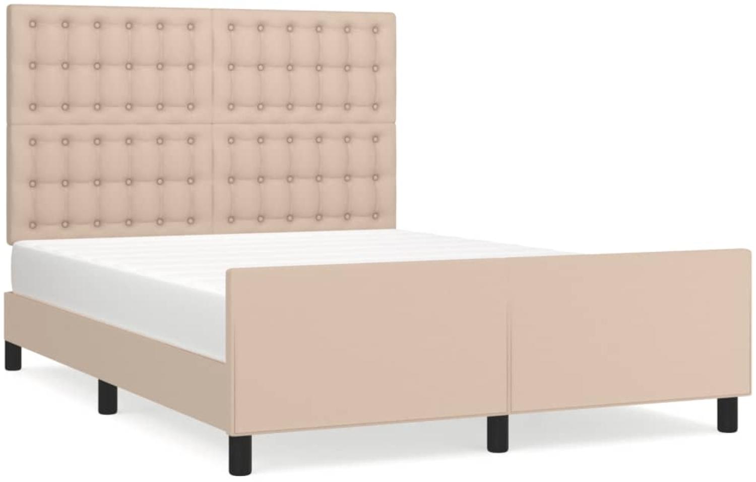 vidaXL Bettgestell mit Kopfteil Cappuccino-Braun 140x200 cm Kunstleder [3125578] Bild 1