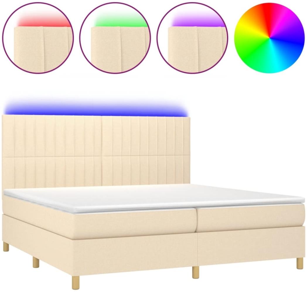 vidaXL Boxspringbett mit Matratze & LED Creme 200x200 cm Stoff, Härtegrad: H2 [3135626] Bild 1