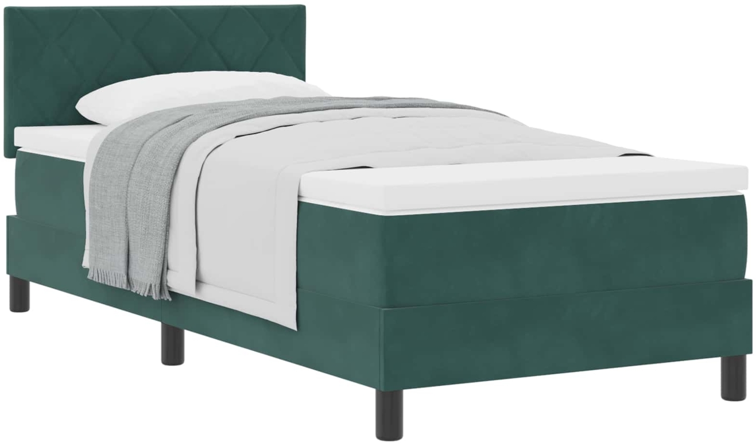 vidaXL Boxspringbett mit Matratze Dunkelgrün 90 x 200 cm Samt 3339215 Bild 1