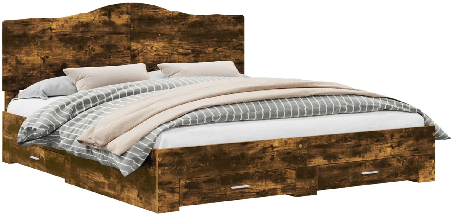 vidaXL Bettrahmen Geräucherte Eiche 180 x 200 cm Holzwerkstoff 3413573 Bild 1