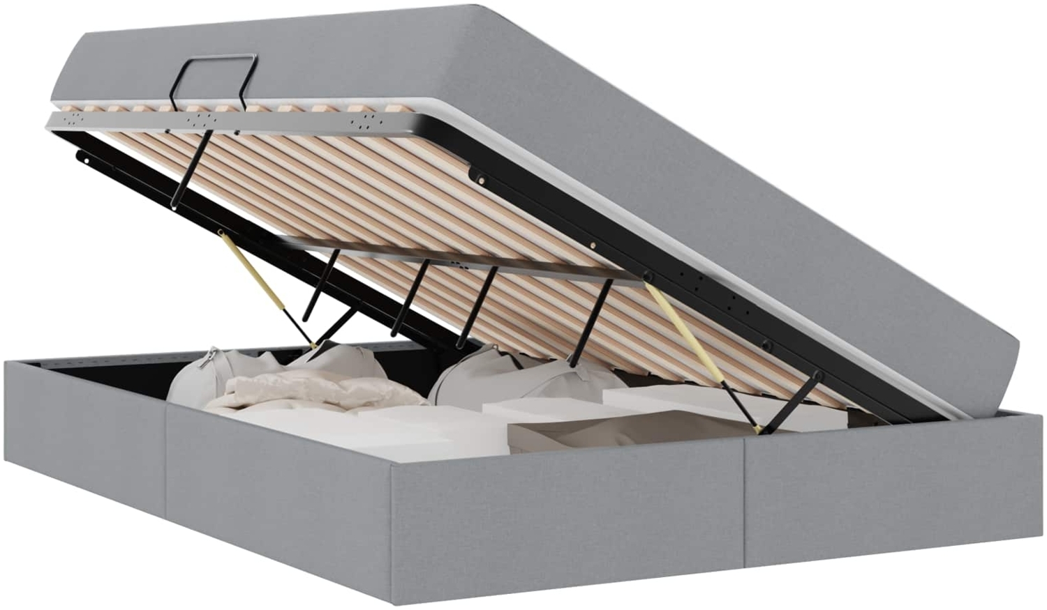 vidaXL Aufbewahrungsbett mit Matratze Hellgrau 140x190 cm Polyester 3399658 Bild 1