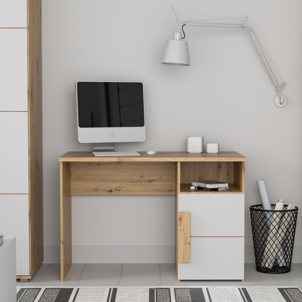 FORTE Arkina Schreibtisch, Holzwerkstoff, Braun/Weiß, 110 x 75,3 x 60 cm Bild 1