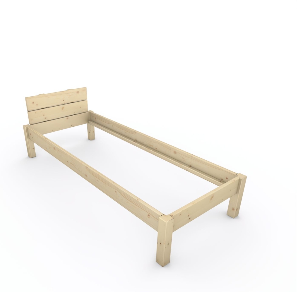 Pfostenbett "metallarm" Fichte Holzbett "Daybett" 80 x 210cm 38cm Einzelbett Bild 1