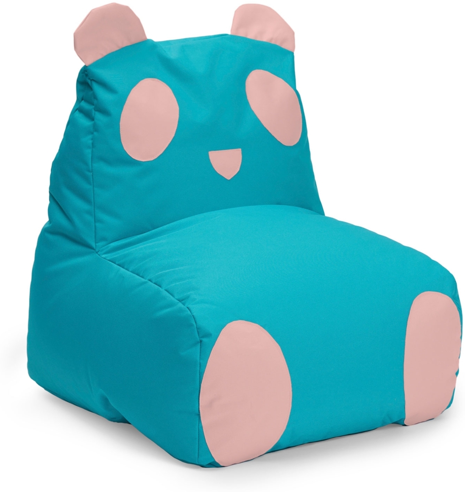 LUMALAND Kindersitzsack Animal Line Panda (180 L) - indoor & outdoor - Türkis/Pastell Pink Bild 1