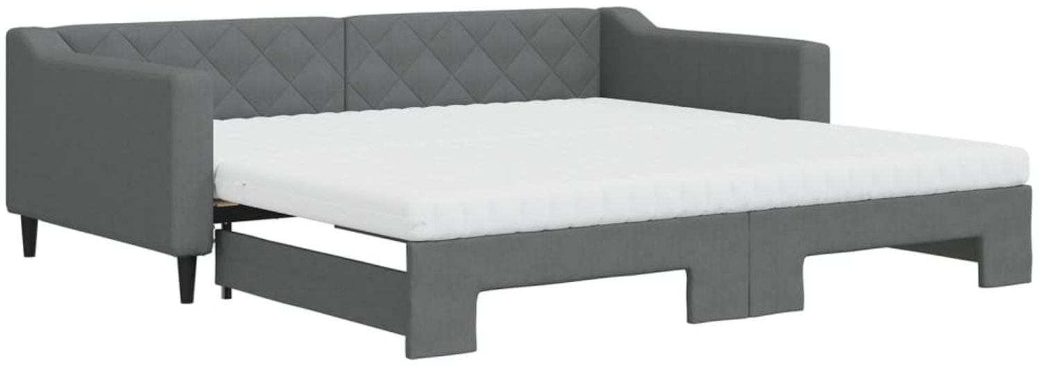 vidaXL Tagesbett Ausziehbar mit Matratzen Dunkelgrau 100x200 cm Stoff 3197450 Bild 1