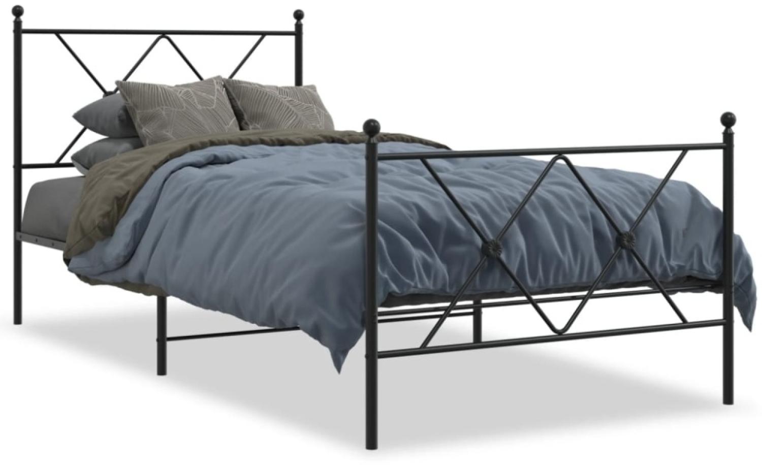 vidaXL Bettgestell mit Kopf- und Fußteil Metall Schwarz 90x190 cm 376512 Bild 1