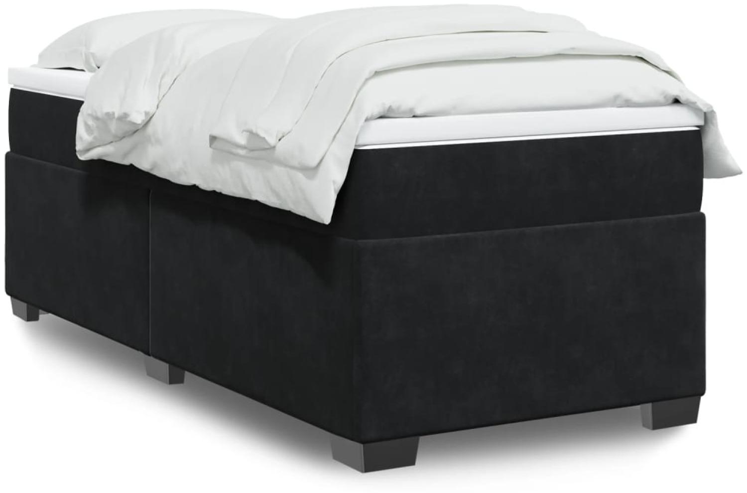 vidaXL Boxspringbett mit Matratze Schwarz 100x200 cm Samt 3285265 Bild 1