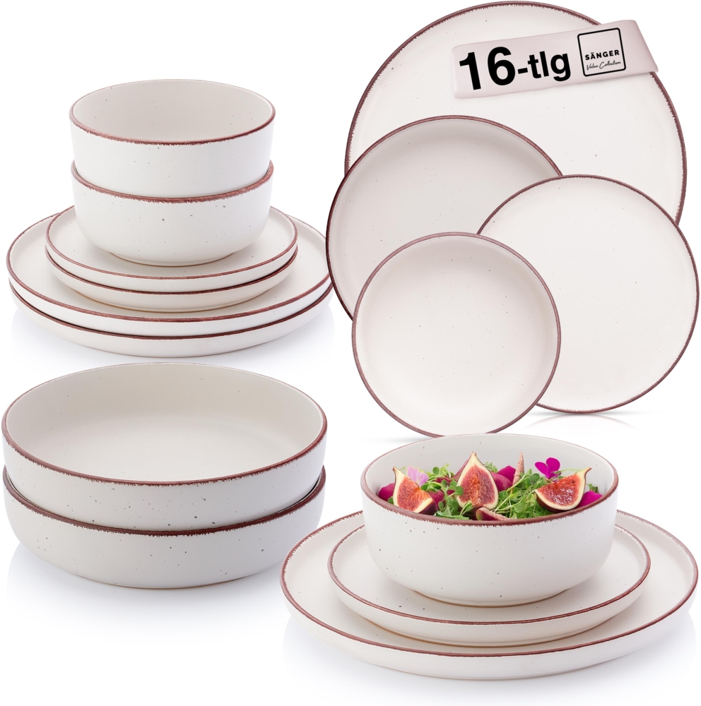 SÄNGER Steingut Geschirrset Bombay Ivory 16 teilig für 4 Personen Bild 1