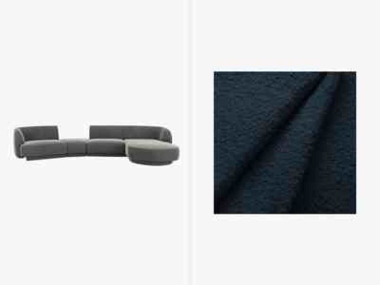 Micadoni Modulares Sofa Miley mit Recamiere 4-Sitzer Rechts Boucle Baloo Dunkelblau Bild 1