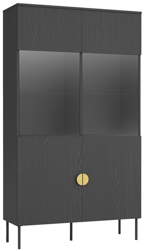 Lomadox Vitrine MOLONG-166 Vitrinenschrank Schrank schwarz Glas Wohnzimmer Esszimmer 107/188/40cm Bild 1