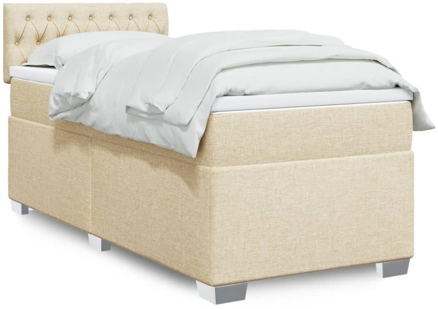 vidaXL Boxspringbett mit Matratze Creme 100x200 cm Stoff 3288111 Bild 1