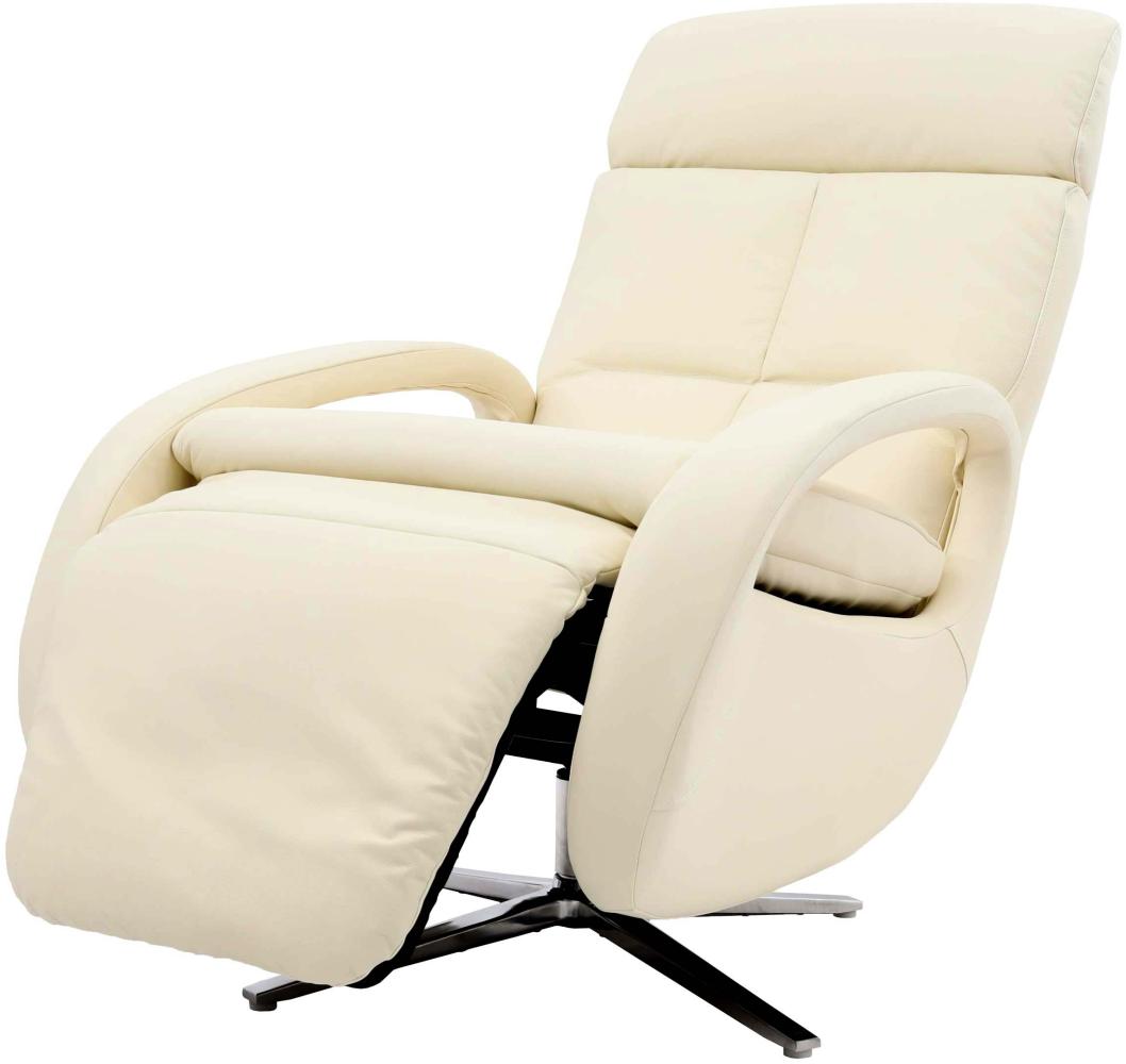 Relaxsessel HWC-L11, Design Fernsehsessel TV-Sessel Liegesessel, Liegefunktion drehbar, Voll-Leder ~ creme-weiß Bild 1