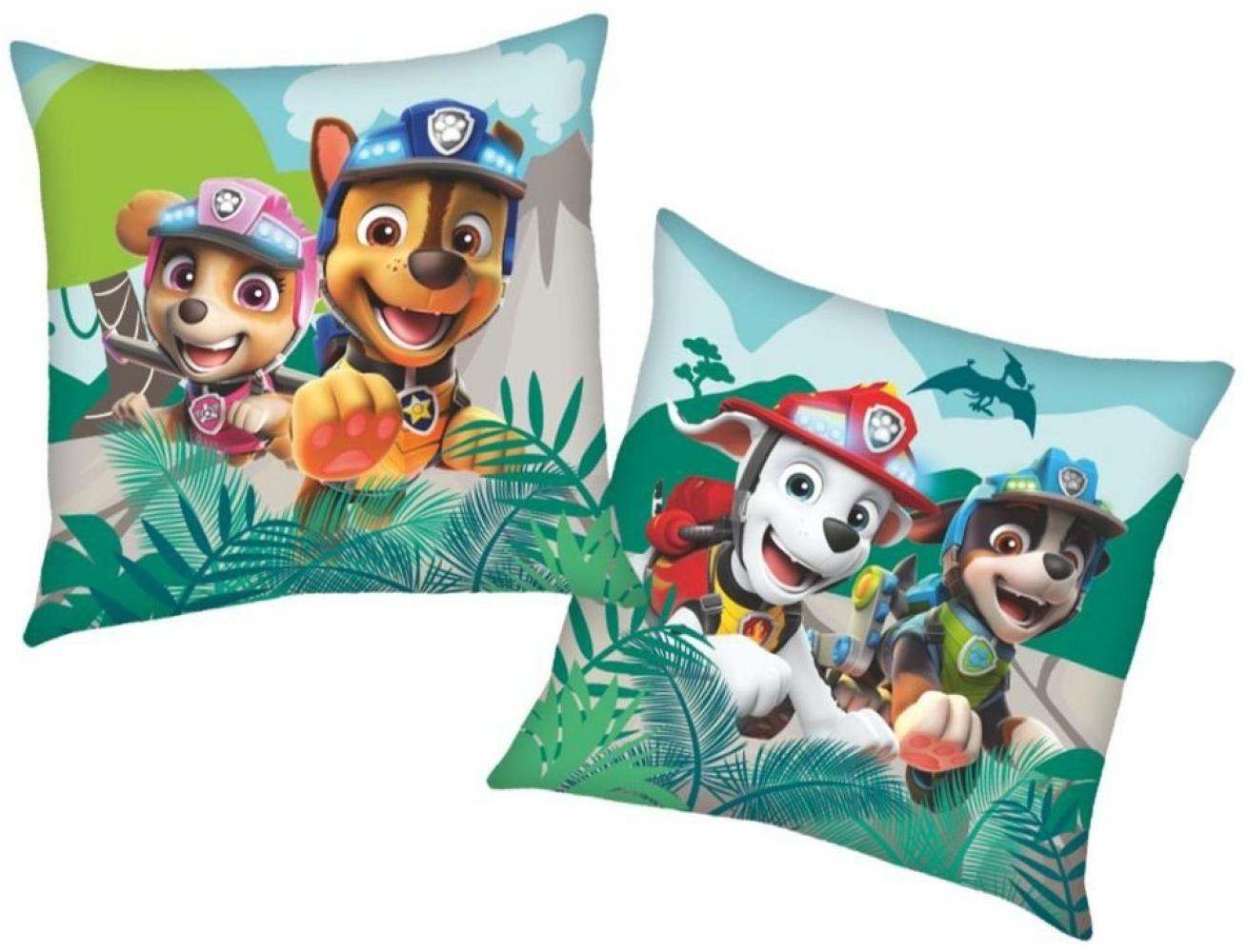 PAW PATROL Dekokissen Rex & Team Paw Patrol 40 x 40 cm Kinder Deko-Kissen Wende-Motiv Bild 1