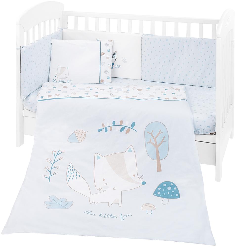 Kikkaboo Babybettwäsche 6-teilig. Decke 135 x 95 cm Laken 140 x 70 cm Nestchen blau Bild 1