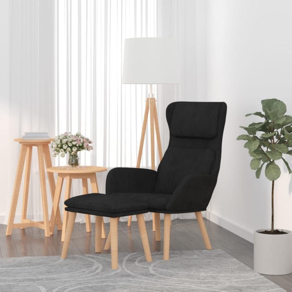 Relaxsessel mit Hocker Schwarz Samt, Drehbar [3097826] Bild 1