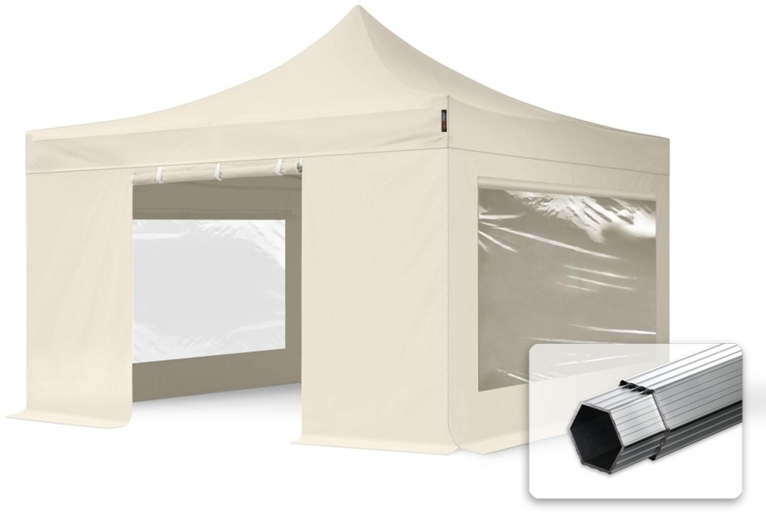 4x4 m Faltpavillon PROFESSIONAL Alu 40mm, Seitenteile mit Panoramafenstern, creme Bild 1